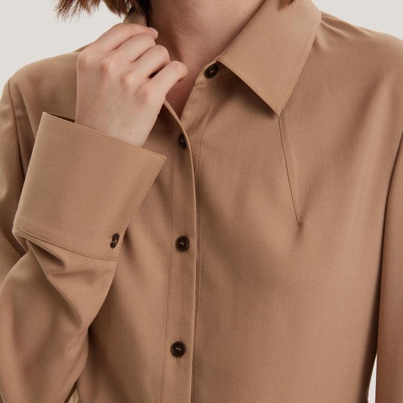 NWT Gentle Herd Wool-Blend Button-Up Shirt $149.00  S Small Beige - Picture 5 of 7